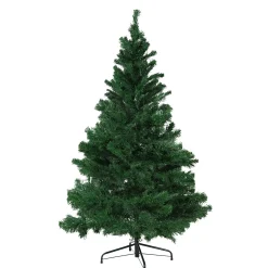 Sunnydaze Decor Unlit-Sunnydaze Indoor Artificial Unlit Canadian Pine Full Christmas Tree With Metal Stand And Hinged Branches - 5' - Green