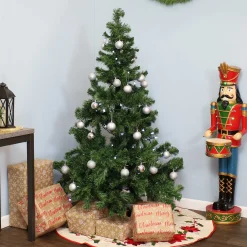 Sunnydaze Decor Unlit-Sunnydaze Indoor Artificial Unlit Canadian Pine Full Christmas Tree With Metal Stand And Hinged Branches - 5' - Green