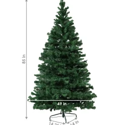 Sunnydaze Decor Unlit-Sunnydaze Indoor Artificial Unlit Canadian Pine Full Christmas Tree With Metal Stand And Hinged Branches - 7' - Green