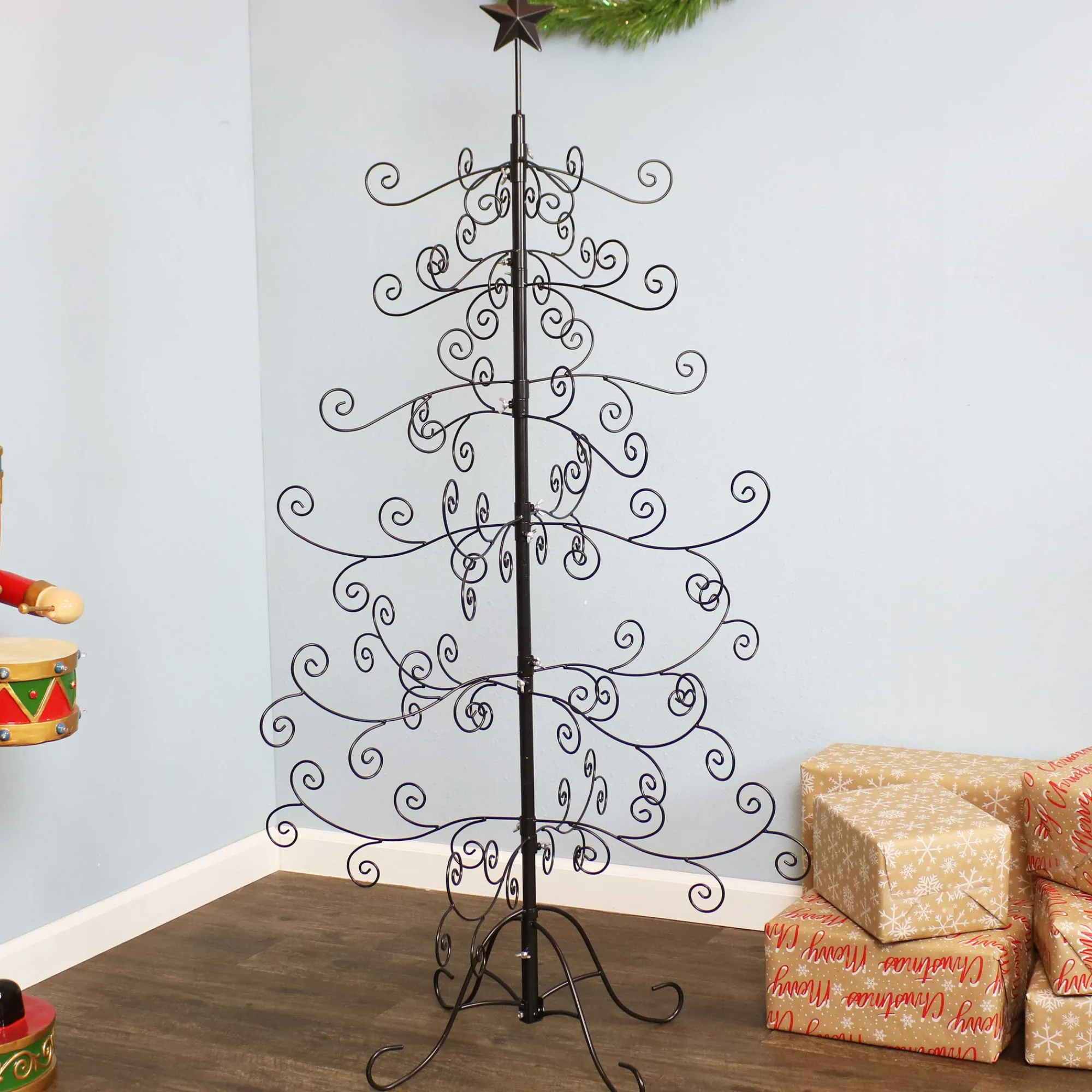 Sunnydaze Decor Unlit-Sunnydaze Indoor Metal Noelle Christmas Holiday Ornament Craft Bauble Tree Holder Display - 60" - Black