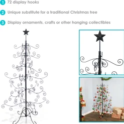 Sunnydaze Decor Unlit-Sunnydaze Indoor Metal Noelle Christmas Holiday Ornament Craft Bauble Tree Holder Display - 60