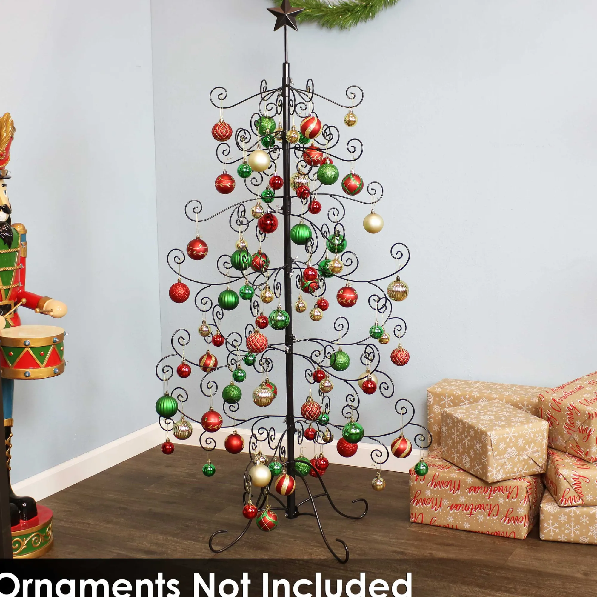 Sunnydaze Decor Unlit-Sunnydaze Indoor Metal Noelle Christmas Holiday Ornament Craft Bauble Tree Holder Display - 60" - Black