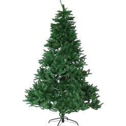 Sunnydaze Decor Unlit-Sunnydaze Indoor Unlit Faux Tannenbaum Slim Evergreen Holiday Christmas Tree With Hinged Branches - 7' - Green
