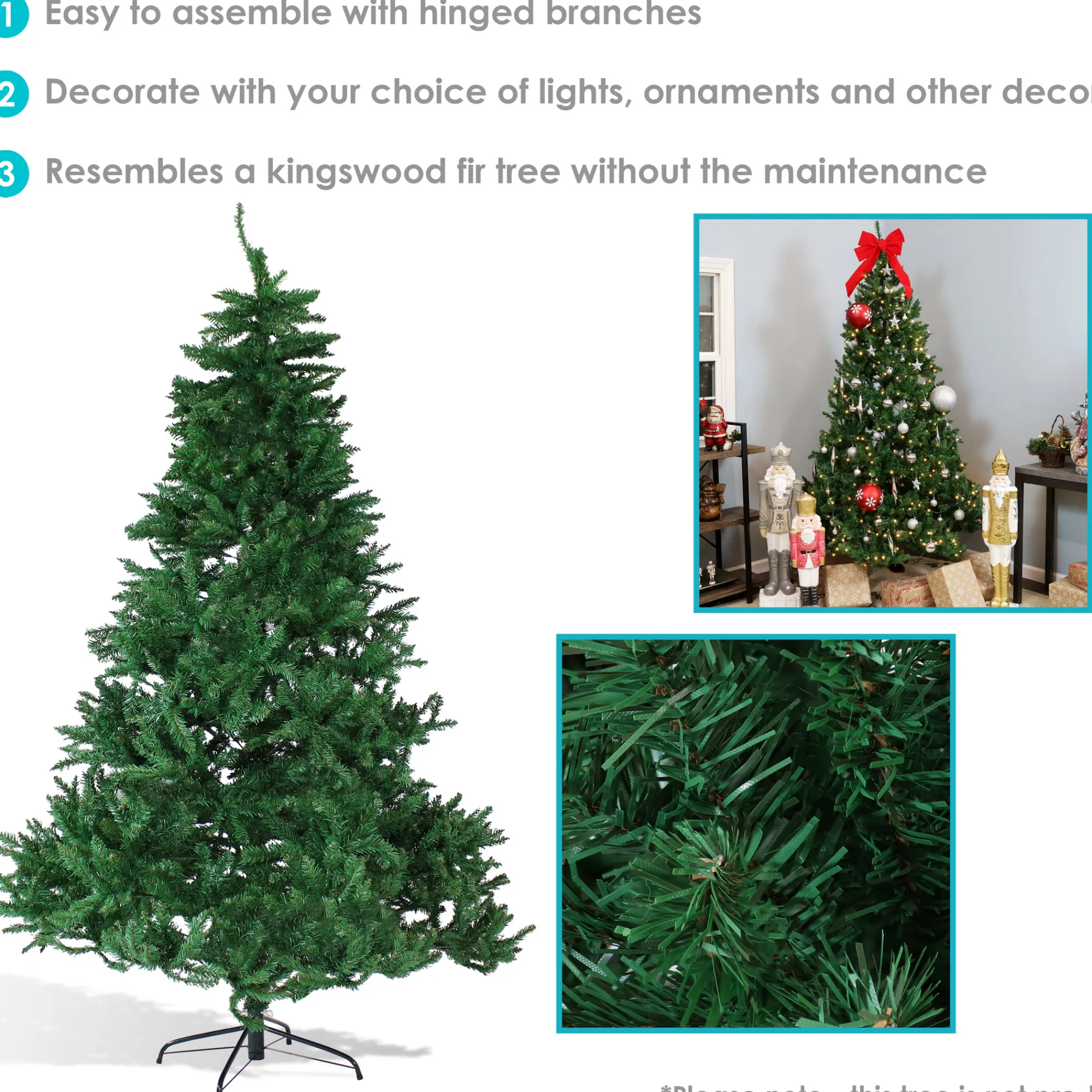 Sunnydaze Decor Unlit-Sunnydaze Indoor Unlit Faux Tannenbaum Slim Evergreen Holiday Christmas Tree With Hinged Branches - 7' - Green