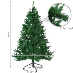 Sunnydaze Decor Unlit-Sunnydaze Indoor Unlit Faux Tannenbaum Slim Holiday Evergreen Christmas Tree With Hinged Branches - 5' - Green