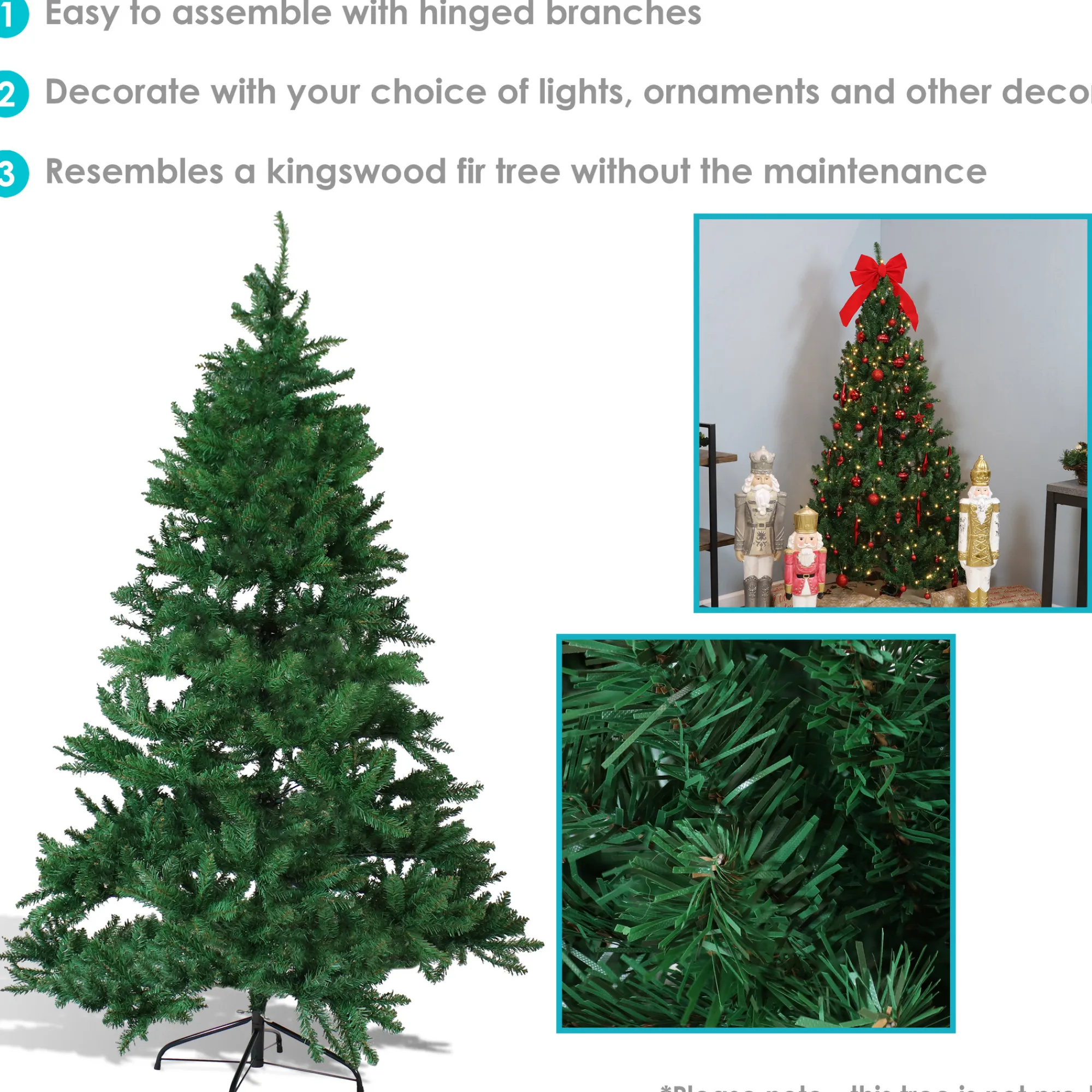Sunnydaze Decor Unlit-Sunnydaze Indoor Unlit Faux Tannenbaum Slim Holiday Evergreen Christmas Tree With Hinged Branches - 6' - Green