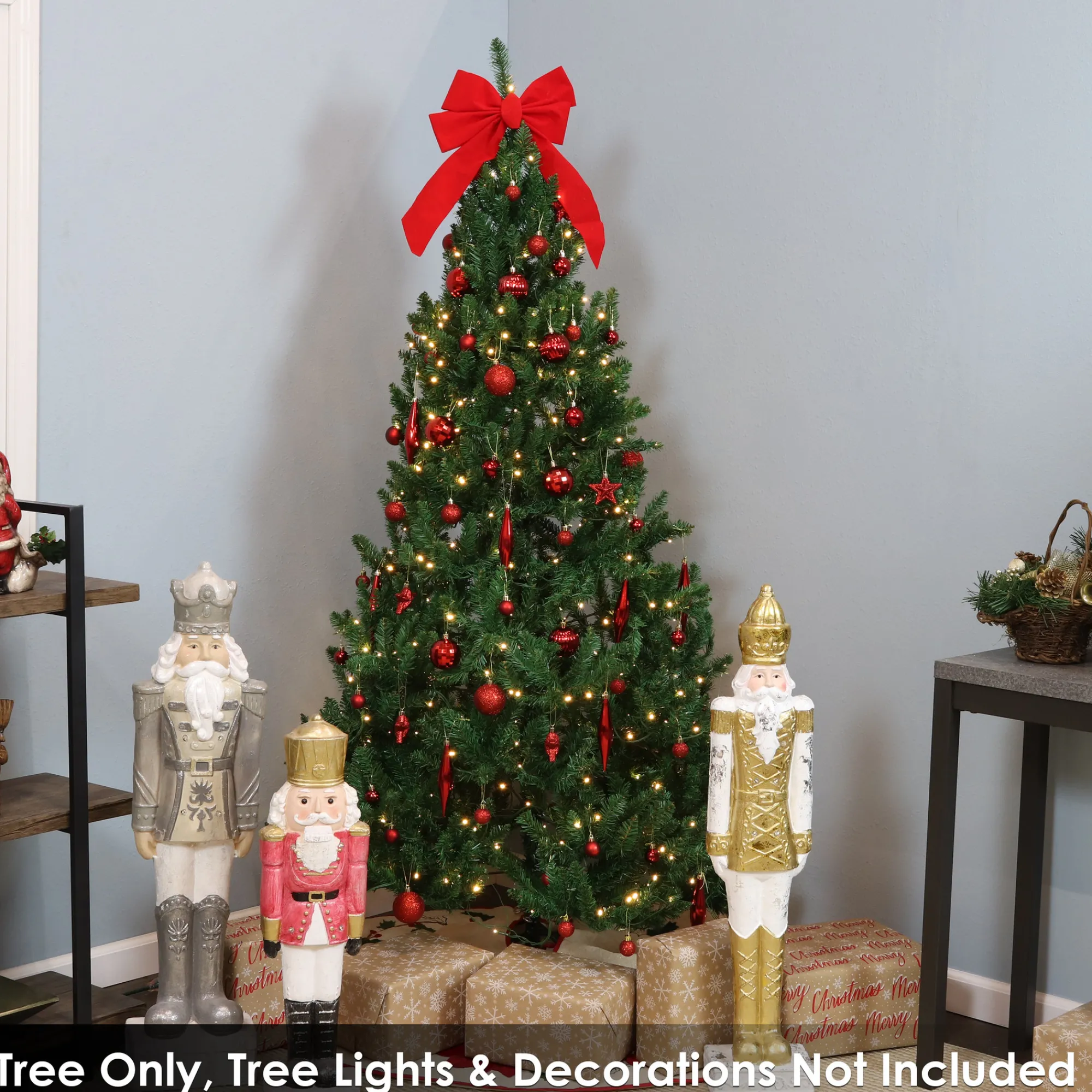 Sunnydaze Decor Unlit-Sunnydaze Indoor Unlit Faux Tannenbaum Slim Holiday Evergreen Christmas Tree With Hinged Branches - 6' - Green