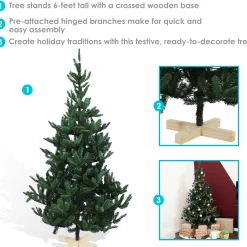 Sunnydaze Decor Unlit-Sunnydaze Unlit Artificial Christmas Tree With Traditional Wood Base - 6-Foot