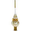 BESTPYSANKY Snowflake-Twisted Rope On White Glass Christmas Tree Topper 11 Inches