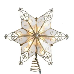 Kurt Adler Finials-Twisted Wire Scroll Gold Capiz Star Christmas Tree Topper Decoration 9 In Ul3131