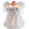 Kurt Adler Finials-White And Silver Angel Lighted Christmas Tree Topper 12 Inch Ul2901