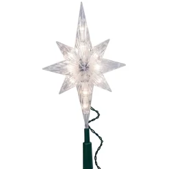 Kurt Adler Finials-White Bethlehem Star Christmas Tree Topper With 10 Lights Holiday Decoration New