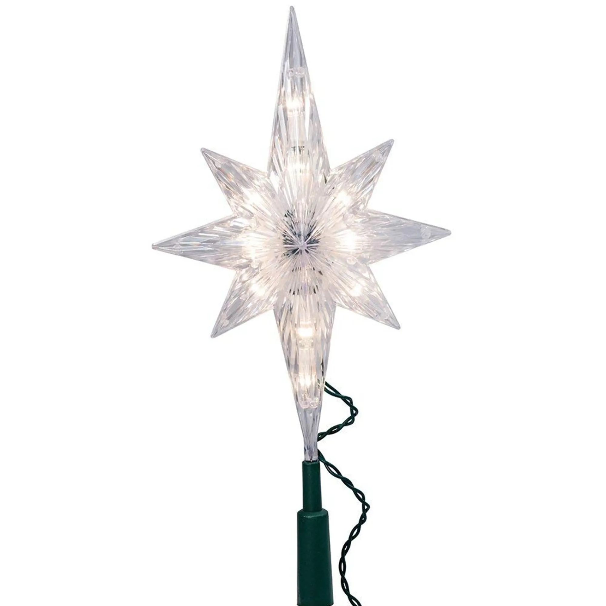Kurt Adler Finials-White Bethlehem Star Christmas Tree Topper With 10 Lights Holiday Decoration New