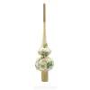 BESTPYSANKY Snowflake-White Flowers On Champagne Glass Christmas Tree Topper 11 Inches