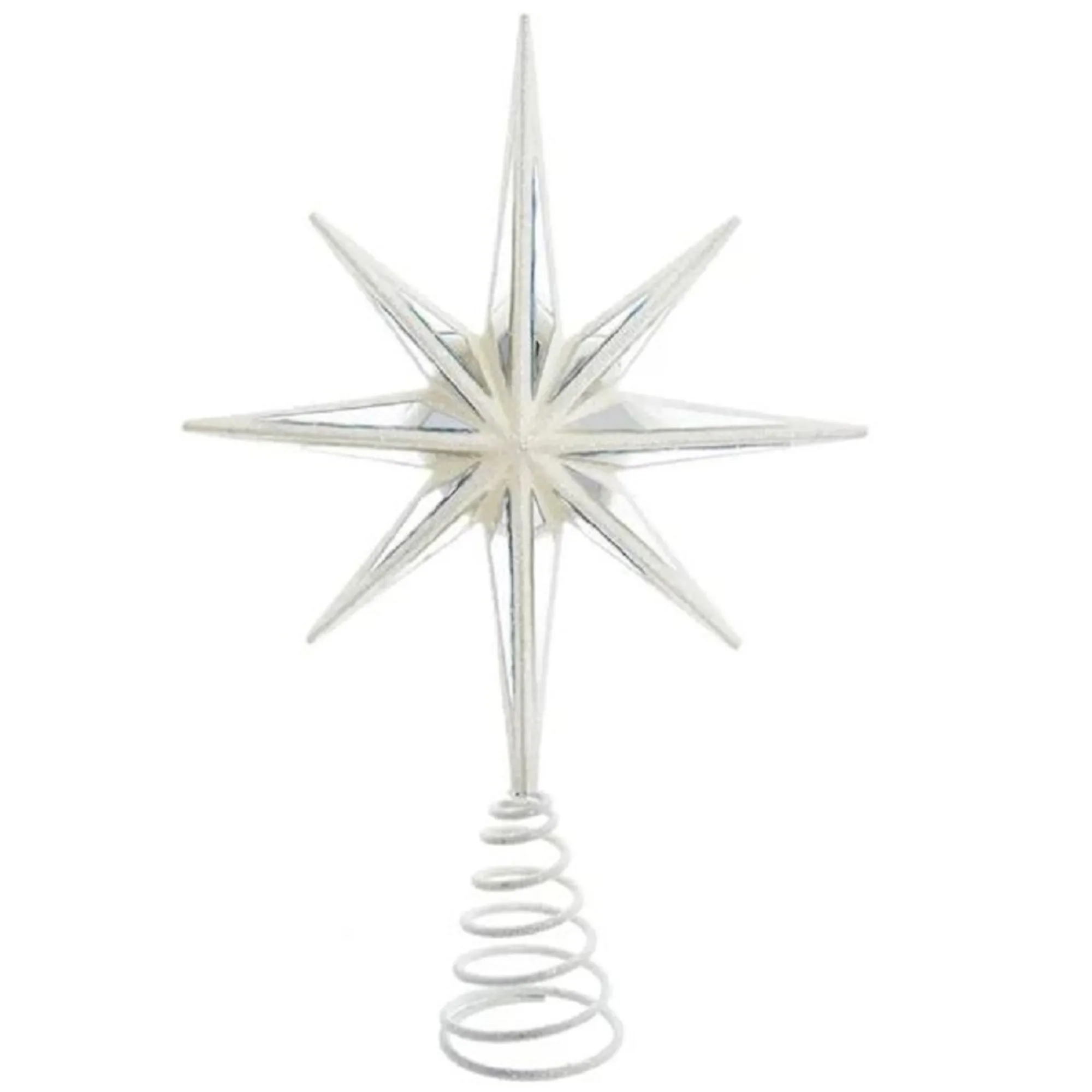 Kurt Adler Finials-White Mirror Bethlehem Star Christmas Tree Topper 13.75 Inch H7574